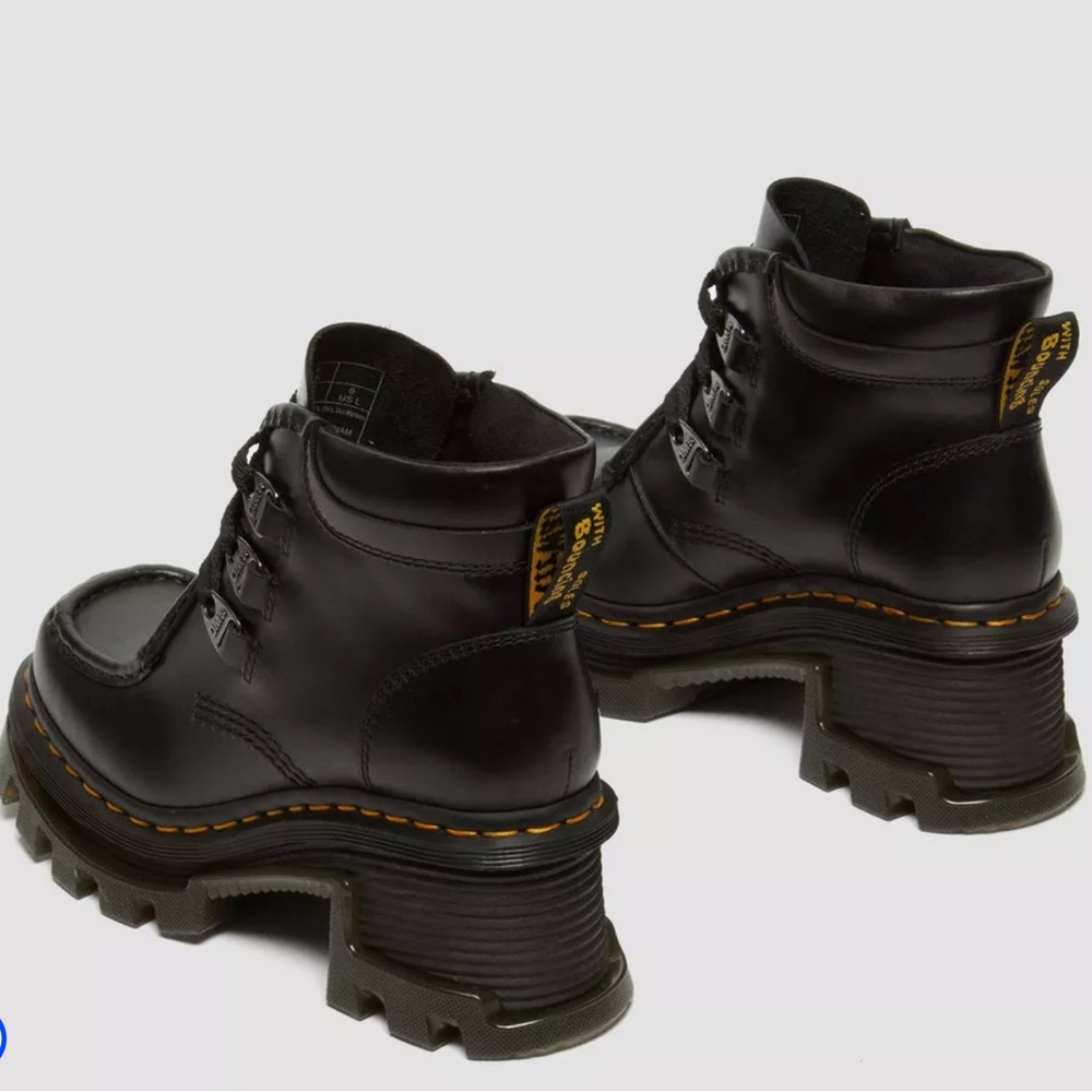 Dr. Martens Black Corran 3-Eye Atlas Leather Heeled Boots - Picture 6 of 17